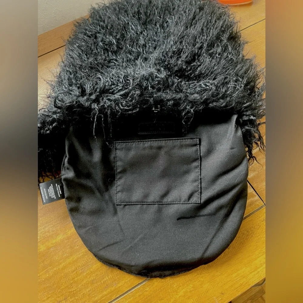 Dolls Kill Widow Faux Fur Bag Black Long Hair Furry Vegan Mongolian Lamb NWOT - Picture 11 of 13